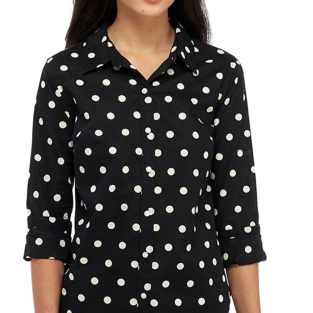 Black and White polka dot button down blouse